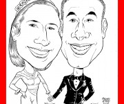 Caricature bianco e nero sposi