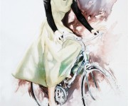 audrey hepburn - watercolor on canvas 100x70 cm