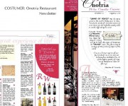Newsletter ONOTRIA Restaurant