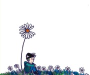 Boy under a flower