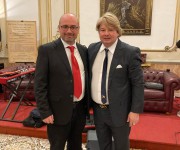 marco ilardi con sileno candelaresi presidente del leone d'oro di venezia e degli oscar di los angeles