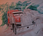 tir - watercolor on canvas 60x50 cm