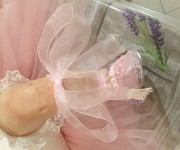 Scarpine in seta, organza e pizzo macrame.