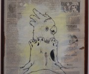 NEWS FROM THE JUNGLE #2 ink on vintage newspaper