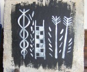 Muti maestri - acrilico su mattonella cementizia cm25x25