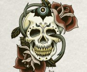 skull tattoo flash francesco dibattista roses