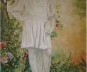 DIPINTO A OLIO DELLA STATUA IN MARMO DI CARRARA DI LUDOVICO ARIOSTO