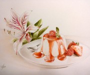 Panna cotta - watercolor on paper