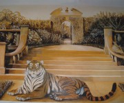 realizzazione di un trompe l'oeil in casa privata - acrilico su parete mt 3.00 x 160 - anno 1996