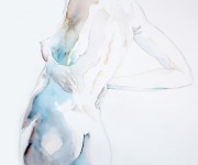 artistic nude - watercolor on canvas 100x70cm