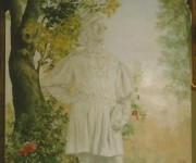 DIPINTO A OLIO DELLA STATUA IN MARMO DI CARRARA DI LUDOVICO ARIOSTO