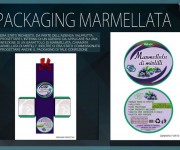 Packaging confezione marmellata con creazione dell'adesivo