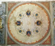 restauro decoro su soffitto in tela con carta di supporto 001.