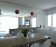 dining table and kitchen